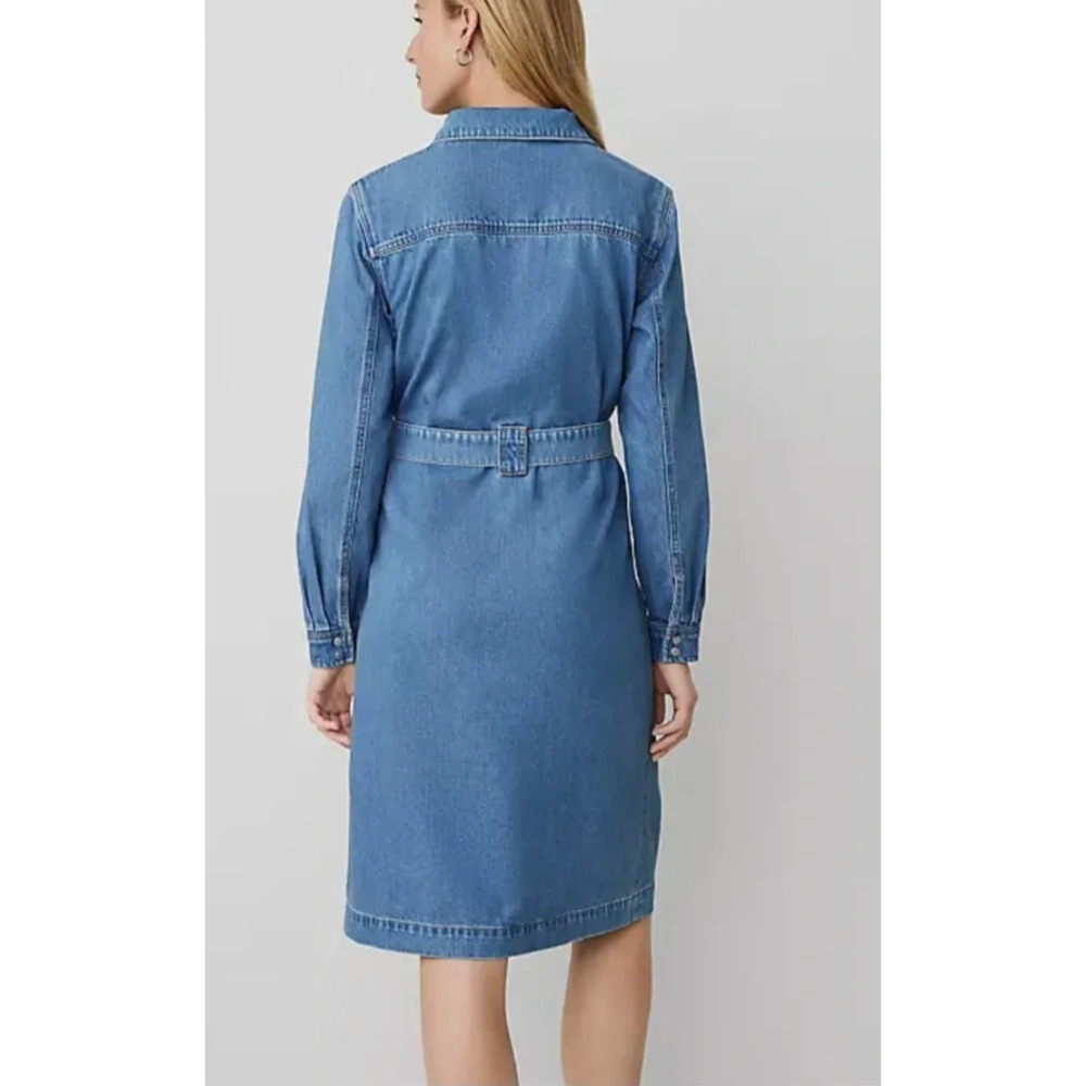 NEW ANN TAYLOR WEEKEND COLLECTION DENIM COLLARED COLUMN MIDI DRESS SZ 6 - Picture 3 of 8